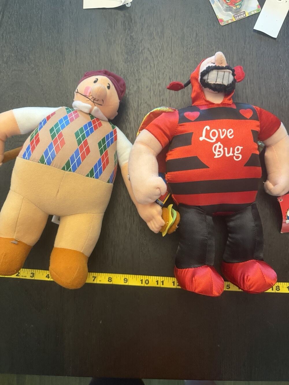 Lot 2 Popeye Plush Golfing Wimpy & Love Bug Brutus 12” NWT Old Stock Vintage